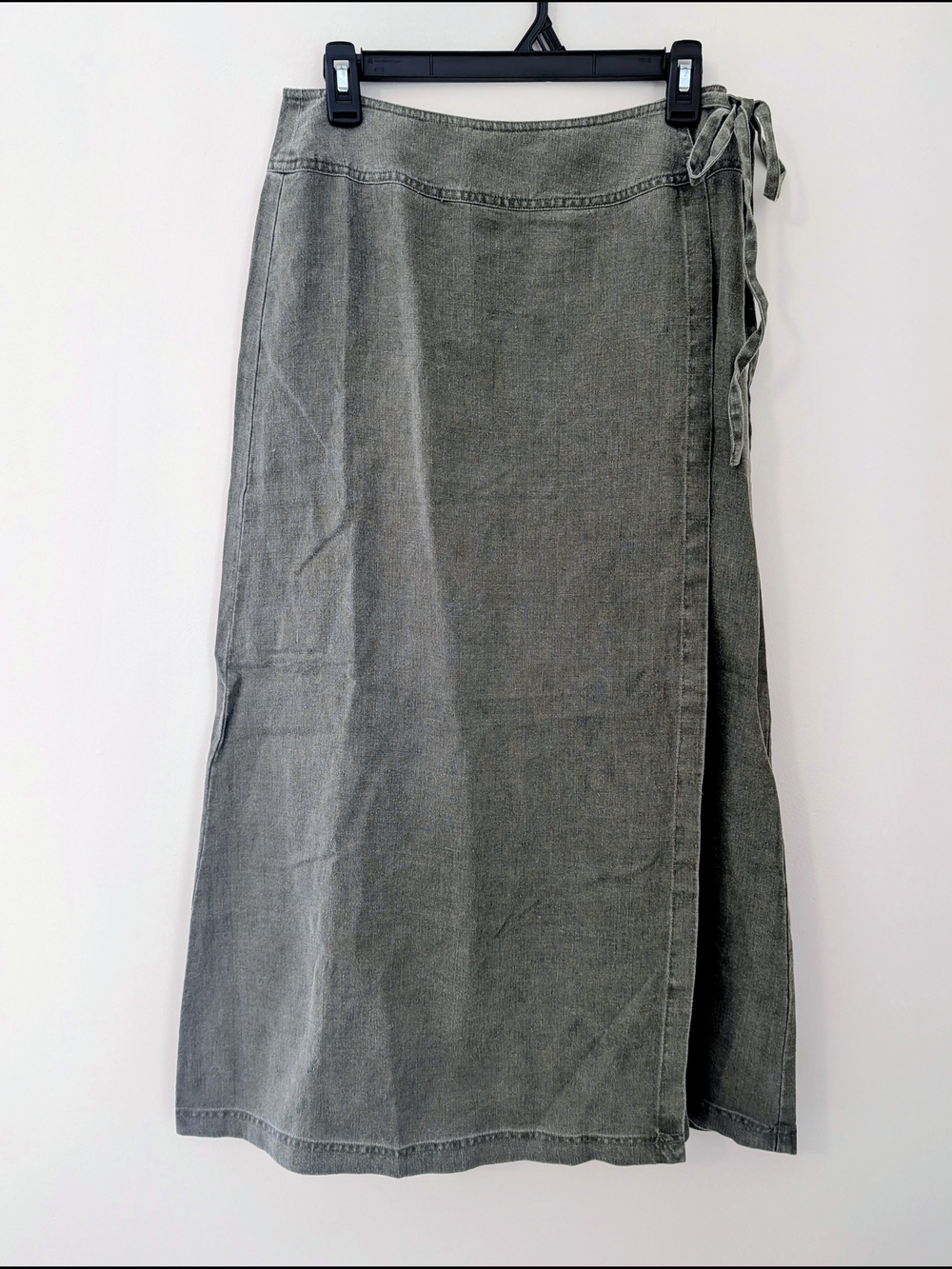 The Territory Ahead Green Linen Wrap Midi Maxi Skirt Medium Boho Coastal